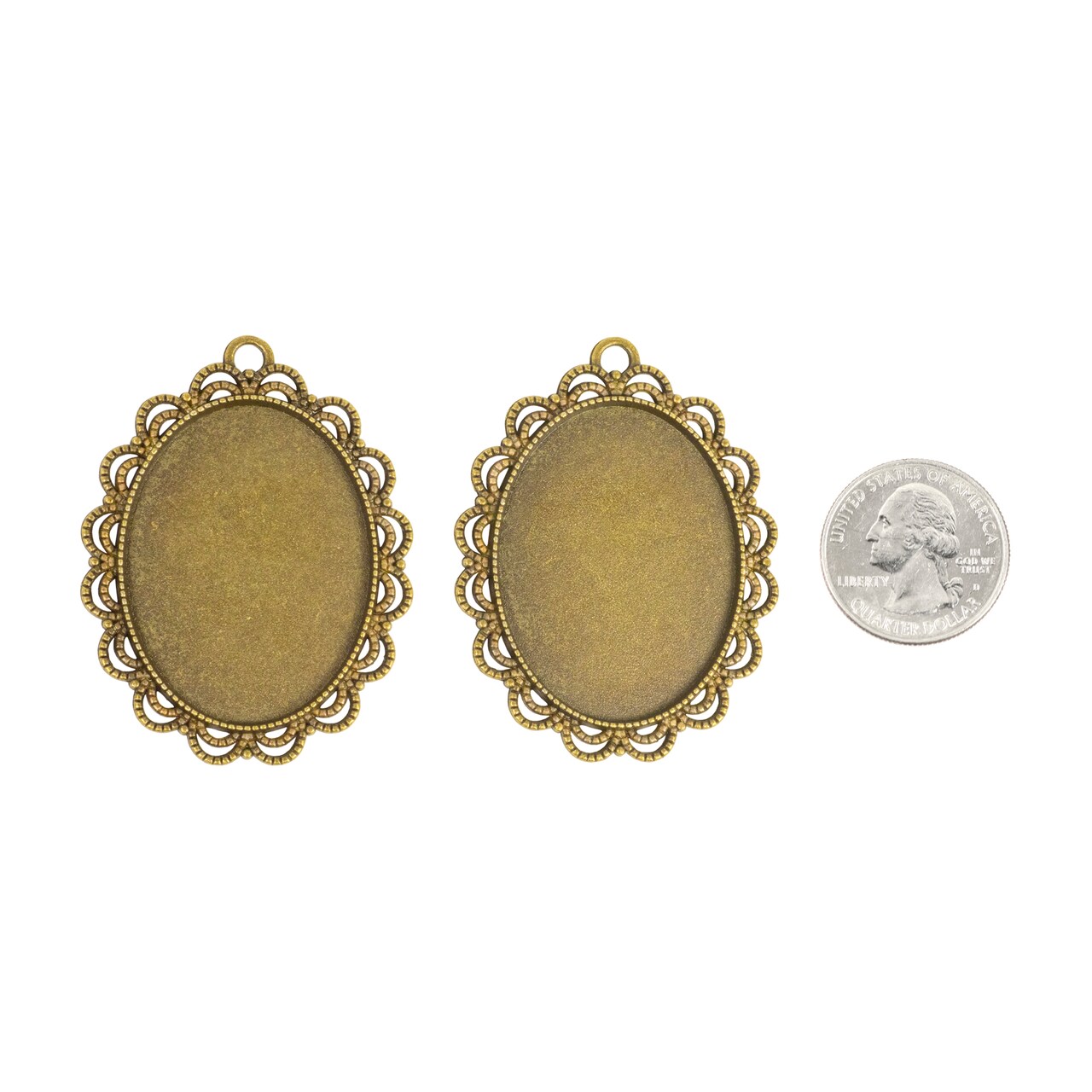 Bronze Zinc Oxide Lacy Edge Cameo Basket Frames - 30mm x 40mm - Set of Two *ZB-F1